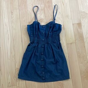 Vintage Forever 21 Navy Smocked Dress chambray mini small